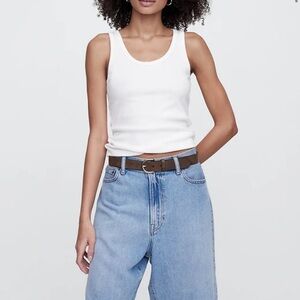 Gap Ribbed Scoopneck Tank Top Size L White Sleeveless Cotton Normcore Minimalist